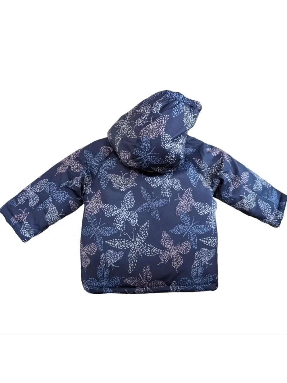 Oshkosh Navy w/pastel butterflies Fleece lined Hoodie jacket Size 18M EUC
